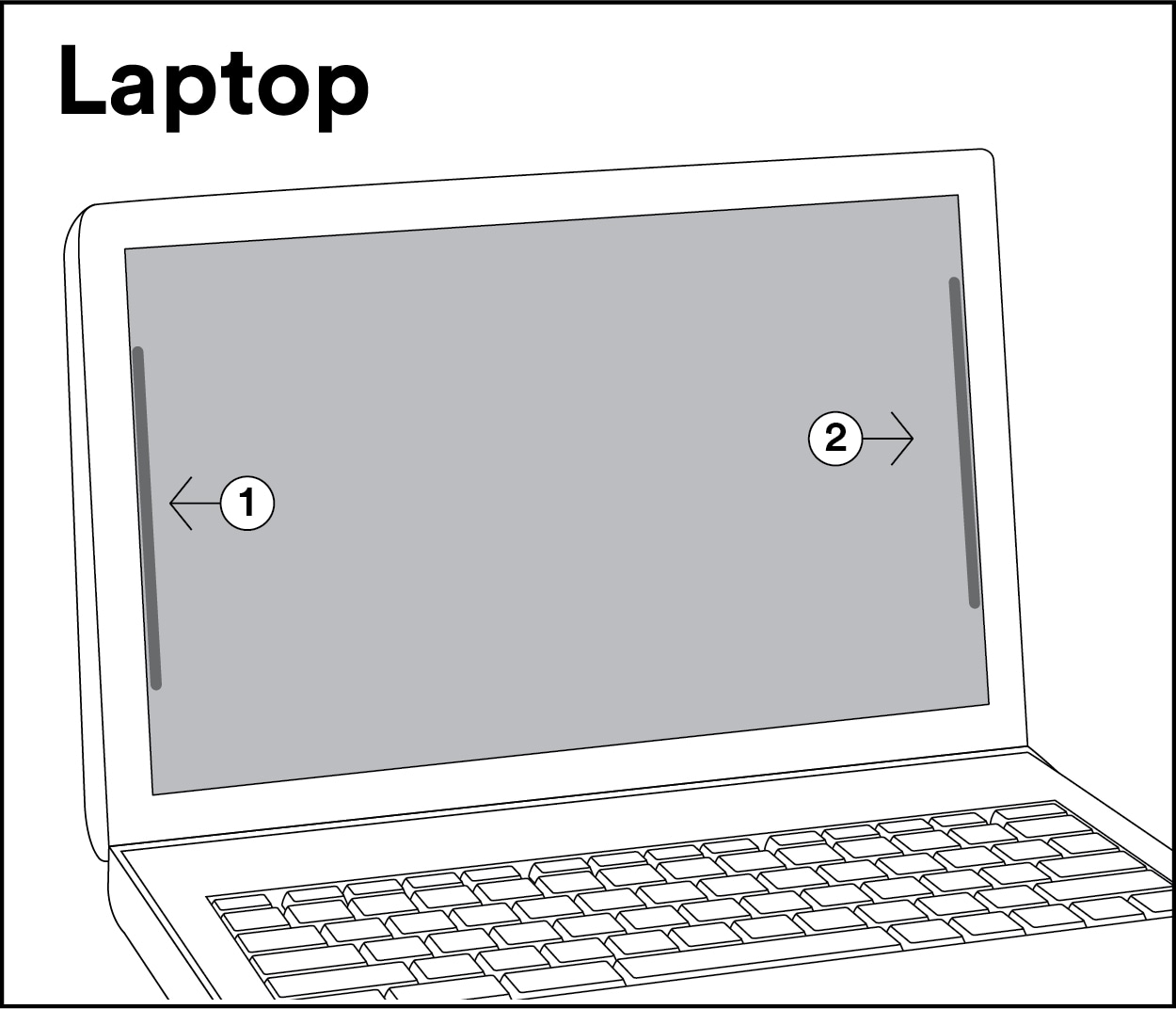 Illustration of attachment strips on a privacy filter for laptops